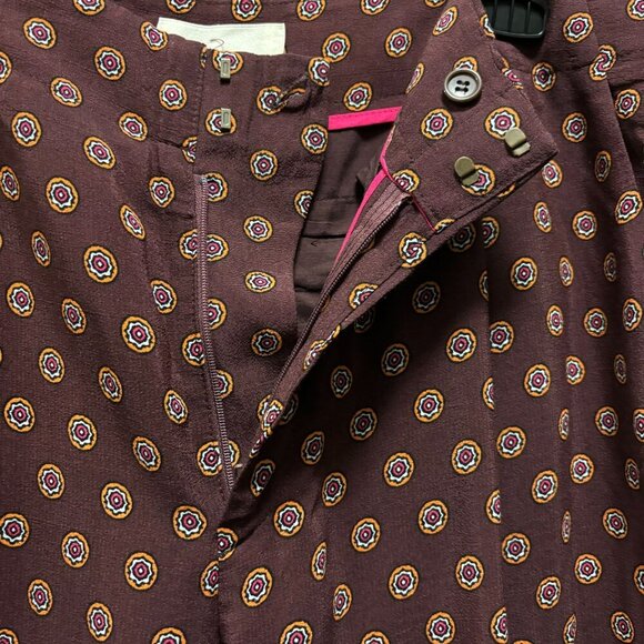 Anthropologie Womens Marsden Wide Leg Pants Size 6 Graphic Abstract Maroon - Picture 7 of 10